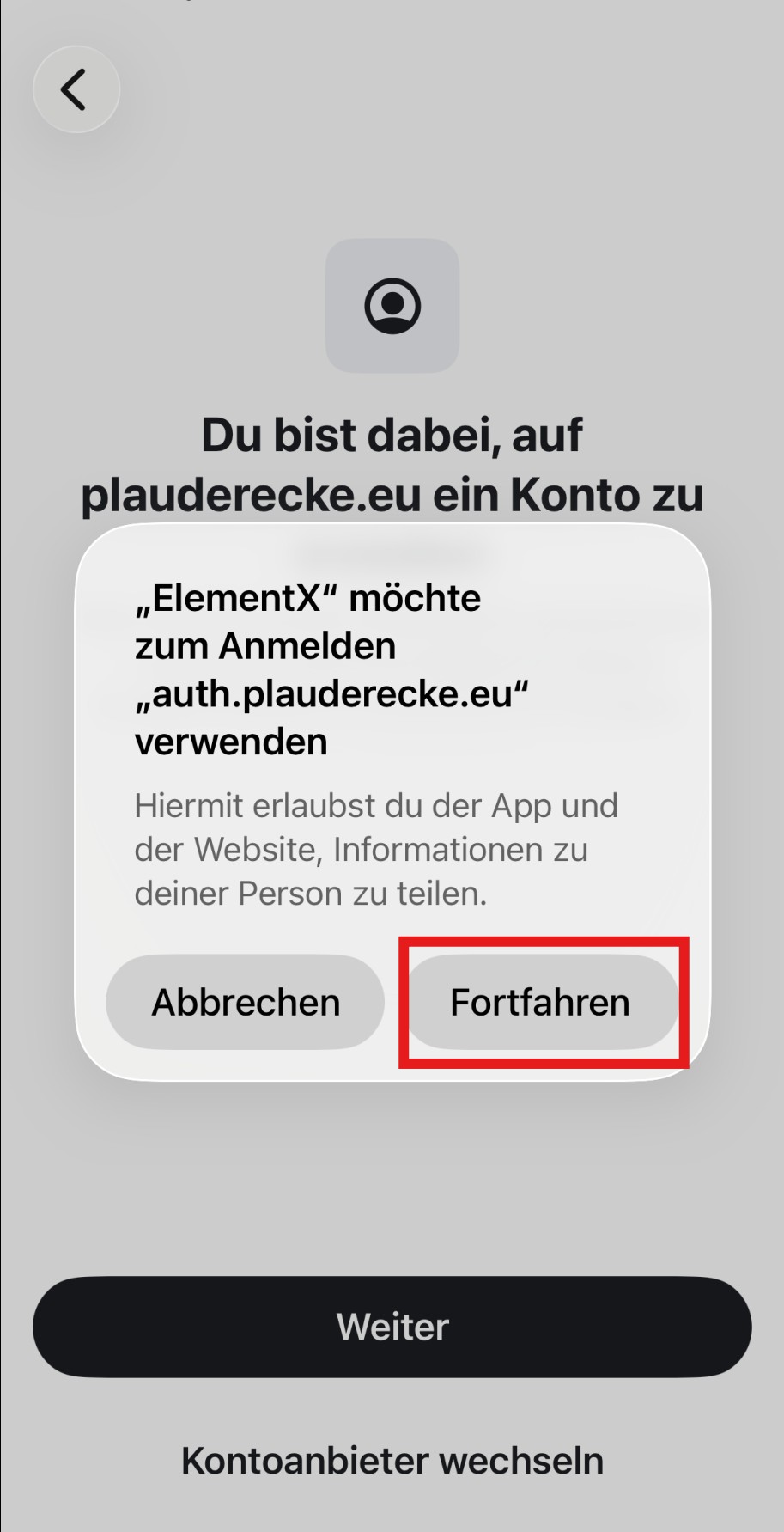 Bestätigung der Weiterleitung an auth.plauderecke.eu.